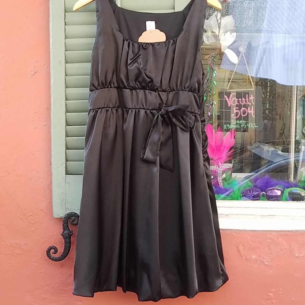 Black satin party dress
